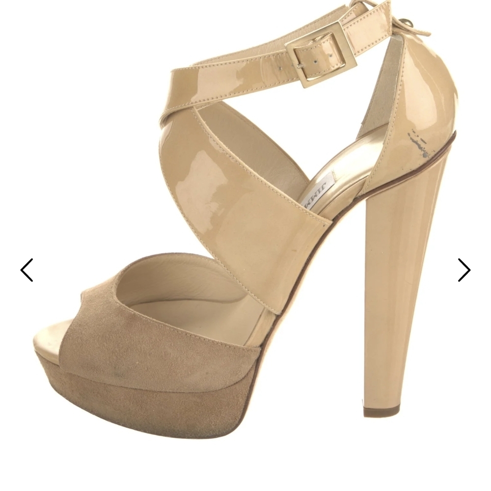 Jimmy Choo Beige Strappy Platform Heels